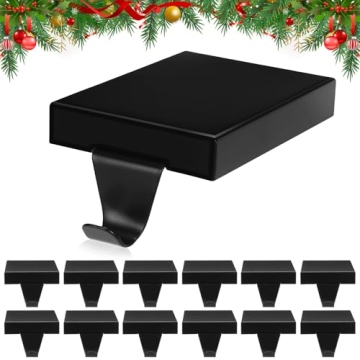 Zonon Christmas Stocking Holders - 4 Pcs Black Metal Hangers