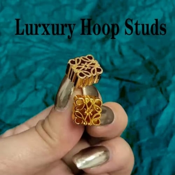 Retro French Gold Earrings for Women 14K Plated Studs