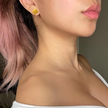 Retro French Gold Earrings for Women 14K Plated Studs