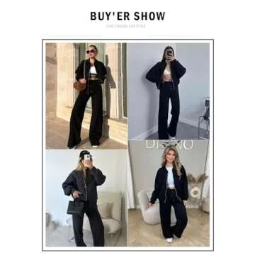 Aleumdr Women's Fleece Zip Up Sweatsuit Set