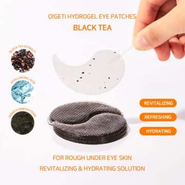 O!GETi Hydrogel Eye Patches 30 pairs | Moisturizer Gel Pads, Collagen, Black Tea, Honey, Cactus Extract, for Puffy Eyes & Dark Circles Relief, Firming, Brightening, Korean Skincare, Beauty & Personal Care