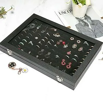 GISK 100 Slots Ring Box Storage Organizer Jewelry Ring Display Case with Transparent Lid Ring Holder...