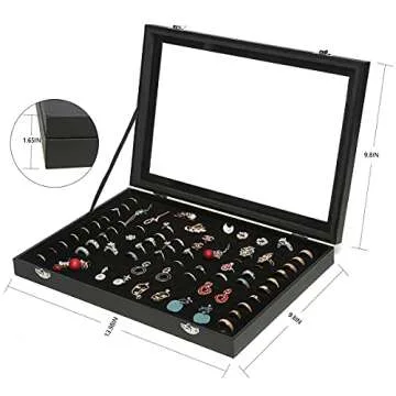 GISK 100 Slots Ring Box Storage Organizer Jewelry Ring Display Case with Transparent Lid Ring Holder Case Jewelry Box Organizer Ring Earring Holder Jewelry Tray Organizer…