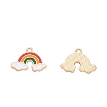 Pack of 80 Rainbow Enamel Charms Gold Plated Colored Pendants Hawaii Style Accessories for Necklace ...