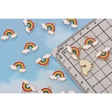 Pack of 80 Rainbow Enamel Charms Gold Plated Colored Pendants Hawaii Style Accessories for Necklace Bracelet Jewelry Making DIY Crafting