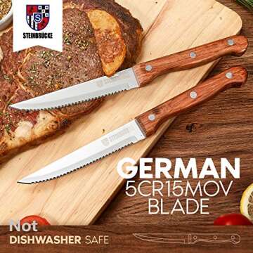 STEINBRÜCKE 8 Piece Stainless Steel Steak Knife Set