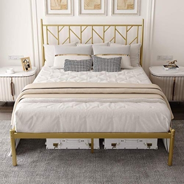 Allewie Vintage Full Size Bed Frame with Storage