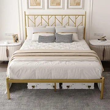Allewie Vintage Full Size Bed Frame with Storage
