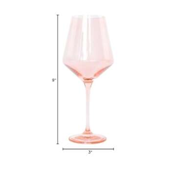 Colored Wine Glasses, Pink, Set of 2, Stemware 2 Count (Pack of 1)