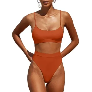 MELYUM Womens High Waisted Swimsuits Bottom Padded Bathing Suits Bikini Sets Top Two Piece Swimwear ...