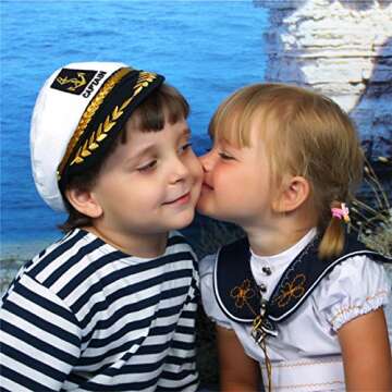 2 Pieces Navy Marine Admiral Style Hat - Adjustable Ship Sailor Cap Yacht Boat Captain Hat Funny Party Hats for Adult Costume Accessory