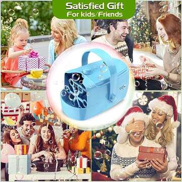 Bubble Machine Durable Automatic Bubble Blower, 18000+ Big Bubbles Per Minute Bubbles for Kids Toddlers Bubble Maker Operated by Plugin or Batteries Bubble Toys for Indoor Outdoor Birthday Party（Blue）