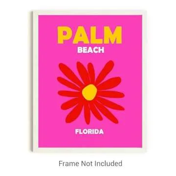 Preppy Travel Prints No.16 Wall Art Decor - 8x10 UNFRAMED Abstract Aesthetic Boho Indie Matisse-Inspired Gift for Girls,Teens,Women. Set of 6 USA Beaches.