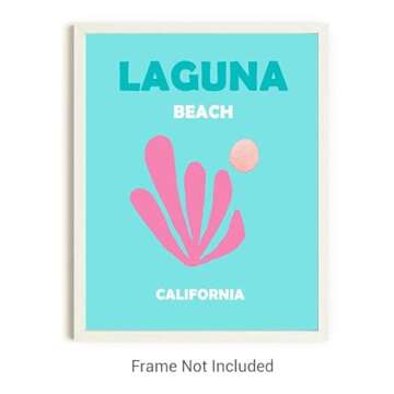 Preppy Travel Prints No.16 Wall Art Decor - 8x10 UNFRAMED Abstract Aesthetic Boho Indie Matisse-Inspired Gift for Girls,Teens,Women. Set of 6 USA Beaches.