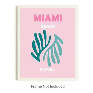 Preppy Travel Prints No.16 Wall Art Decor - 8x10 UNFRAMED Abstract Aesthetic Boho Indie Matisse-Inspired Gift for Girls,Teens,Women. Set of 6 USA Beaches.
