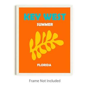 Preppy Travel Prints No.16 Wall Art Decor - 8x10 UNFRAMED Abstract Aesthetic Boho Indie Matisse-Inspired Gift for Girls,Teens,Women. Set of 6 USA Beaches.