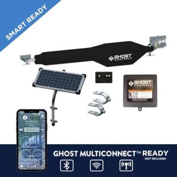 Ghost Controls Heavy-Duty Solar Automatic Gate Opener Kit for Driveway Swing Gates with Long-Range S...