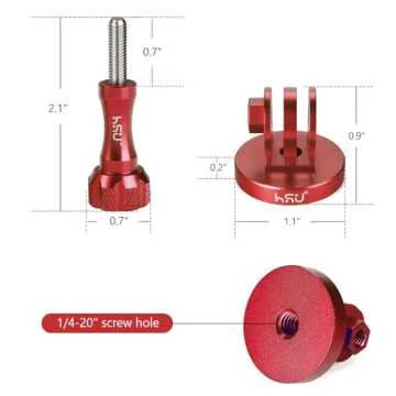 HSU Tripod Mount Adapter for GoPro, Aluminum GoPro Tripod Adapter with Thumbscrew for GoPro Hero 13, 12, 11, 10, 9, 8, 7, 6, Max AKASO Campark DJI Osmo Action Cameras Insta360 Ace Pro and More (Red)
