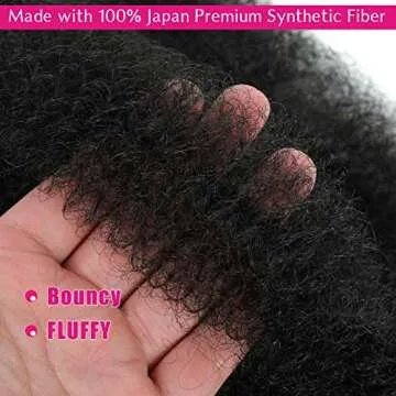 Afro Twist Hair 24 Inch 3 Packs, Springy Afro Twist Hair Pre Fluffed Spring Twist Hair Pre Stretched Wrapping Hair for Soft Locs Hair Extensions (24 Inch (Pack of 3), 1B#)