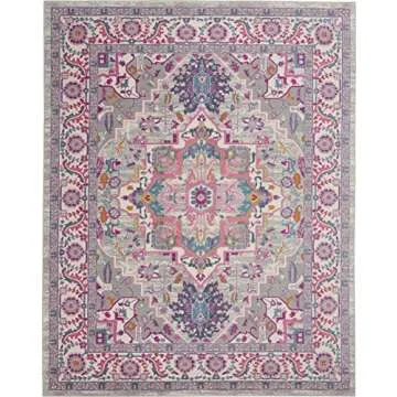 Nourison Passion Bohemian Light Grey/Pink Area Rug - 6'7" x 9'6"