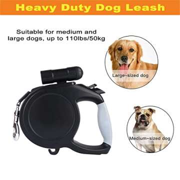 26Ft Retractable Dog Leash with LED Safety Light