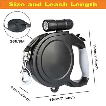 26Ft Retractable Dog Leash with LED Safety Light