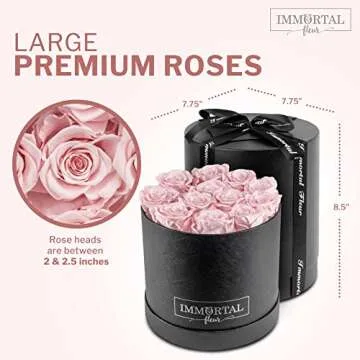 Immortal Fleur Preserved Roses In A Box, Preserved Flowers, Forever Roses Box, Mom Birthday Gifts, Flowers for Delivery Prime Birthday, Valentines Day Flowers for Wife, Pink 12