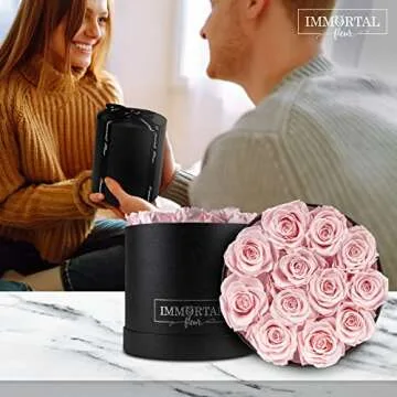 Immortal Fleur Preserved Roses In A Box, Preserved Flowers, Forever Roses Box, Mom Birthday Gifts, Flowers for Delivery Prime Birthday, Valentines Day Flowers for Wife, Pink 12