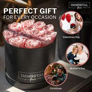 Immortal Fleur Preserved Roses In A Box, Preserved Flowers, Forever Roses Box, Mom Birthday Gifts, Flowers for Delivery Prime Birthday, Valentines Day Flowers for Wife, Pink 12