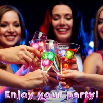 Ycxvacop 24 Pcs Light Up Ice Cubes for Drinks,Waterproof LED Ice Cubes,Liquid Sensor Glowing Ice Cubes,Reusable Flashing Glow Ice Cubes,Color Changing Ice Cubes for Party,Bar,Wedding Decor,Multi Color