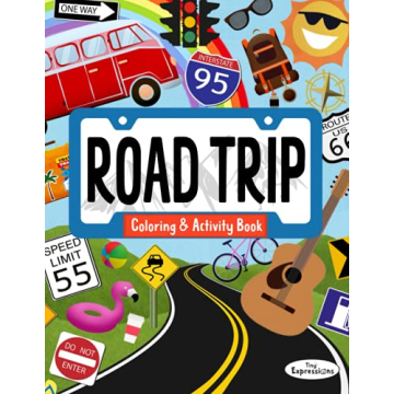 USA Road Trip Coloring & Activity Book for Kids: 30+ Pages of Coloring Activities and Games