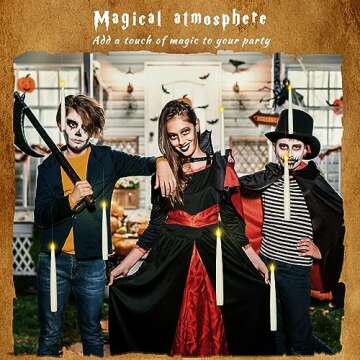 Boribim 20PCS Floating Candles with Wand, Magic Hanging Candles, Flickering Warm Light LED Taper Candles with Wand Remote, Battery Operated Window Candles Decor for Christmas Halloween Wedding