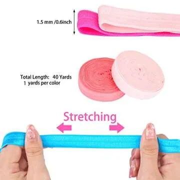 WILLBOND 40 Yards Fold Over Elastic for DIY Crafts