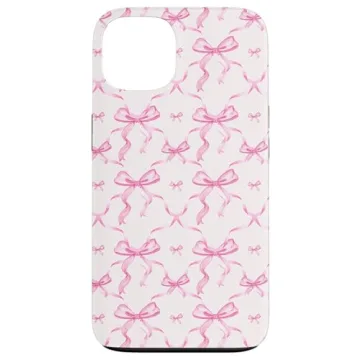 iPhone 13 Aesthetic Pink Ribbons and Bows in Watercolor Case