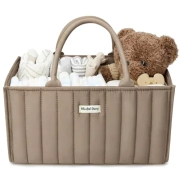 Blissful Diary Baby Diaper Caddy Organizer, Stylish Storage Basket for Newborn Essentials and Diaper...