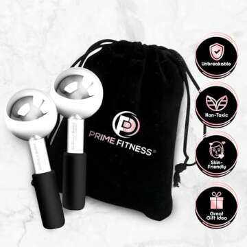 Ice Globes for Facials | Unbreakable Steel Cooling Roller | Cryo Sticks for Face | Massager for Face Neck & Eyes | Skin Care for Dark Circles, Puffiness, Wrinkles, Collagen Production (BLACK)