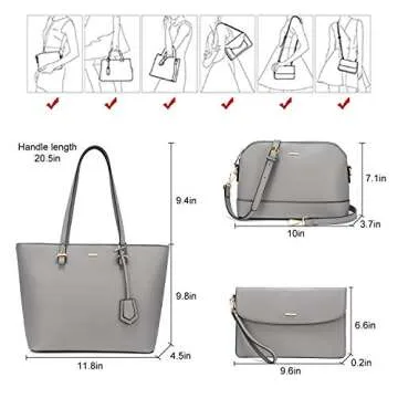 Handbags for Women Shoulder Bags Tote Satchel Hobo 3pcs Purse Set