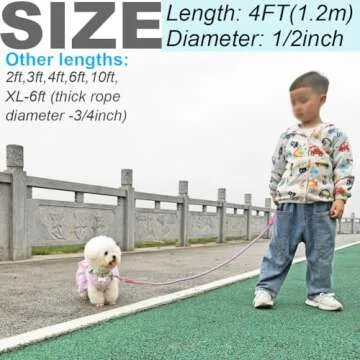 Mycicy Reflective Dog Leash, 2ft 3ft 4ft 6ft 10ft Braided Nylon Rope Heavy Duty Dog Training Leash for Large Medium Small Dogs Walking Lead (Pink 4ft)