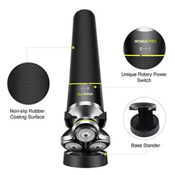 Roziapro Electric Shaver - 5-in-1 Rotary Shavers - Men's Grooming Kit - Wet & Dry Razors - Cordless, Waterproof - USB Charging