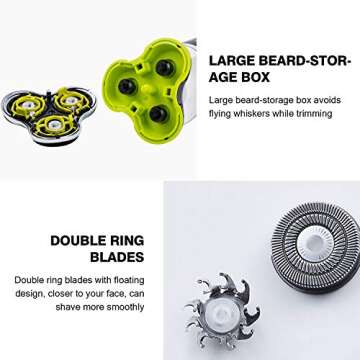 Roziapro Electric Shaver - 5-in-1 Rotary Shavers - Men's Grooming Kit - Wet & Dry Razors - Cordless, Waterproof - USB Charging