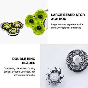 Roziapro Electric Shaver - 5-in-1 Rotary Shavers - Men's Grooming Kit - Wet & Dry Razors - Cordless, Waterproof - USB Charging