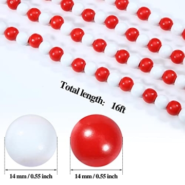 Vibrant 16 Feet Christmas Wooden Bead Garland Decor