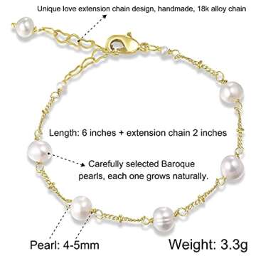 Cowlyn Pearl Bracelet with 14K Gold Plating for Women