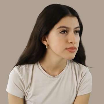 LIVYEN 14K Gold Plated Sterling Silver Posts Hoop Earrings| U Shaped Hoops| Trendy Women's Earrings| Fashion Paperclip Earrings for Women| Lightweight Hoops