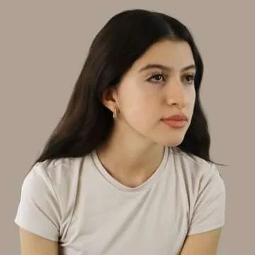 LIVYEN 14K Gold Plated Sterling Silver Posts Hoop Earrings| U Shaped Hoops| Trendy Women's Earrings| Fashion Paperclip Earrings for Women| Lightweight Hoops