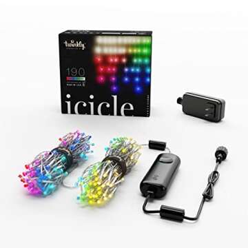 Twinkly Icicle – App-Controlled LED Christmas Lights with 190 RGB+W (16 Million Colors + Pure Warm...
