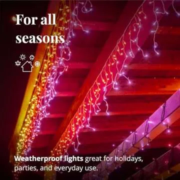 Twinkly Icicle – App-Controlled LED Christmas Lights with 190 RGB+W (16 Million Colors + Pure Warm White) LEDs. Clear Wire. Indoor and Outdoor Smart Lighting Decoration