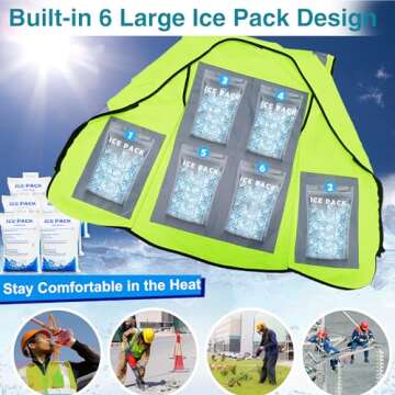 NJDGF Cooling Safety Vest with 20Pcs Ice Packs - Ice Cooling Vest for Men Women Cool Vest for Hot We...