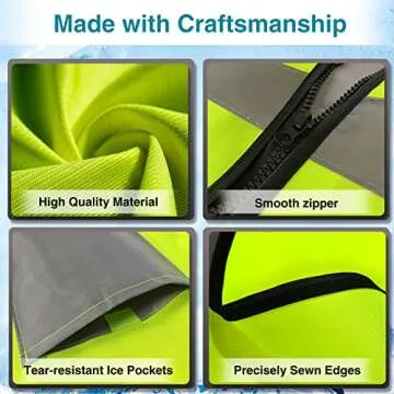 NJDGF Cooling Safety Vest with 20Pcs Ice Packs - Ice Cooling Vest for Men Women Cool Vest for Hot Weather Work (Fluorescent Green)