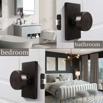 ToPToToo Privacy Door Knobs Interior, Oil Rubbed Bronze, Vintage Style